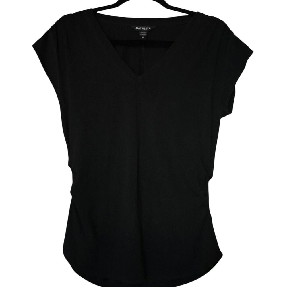 Athleta Black V-Neck Short Sleeve Athletic Tee Women's M